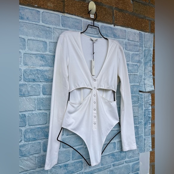 Fleur Du Mal Midriff Cut Out Body Suit ivory size large - Picture 3 of 10